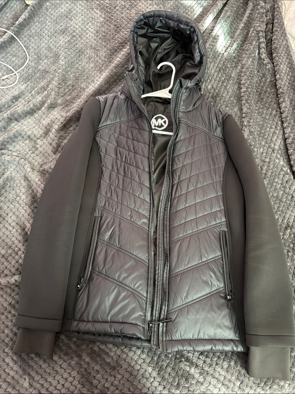 Michael Kors Black Quilted Hooded Puffer Jacket